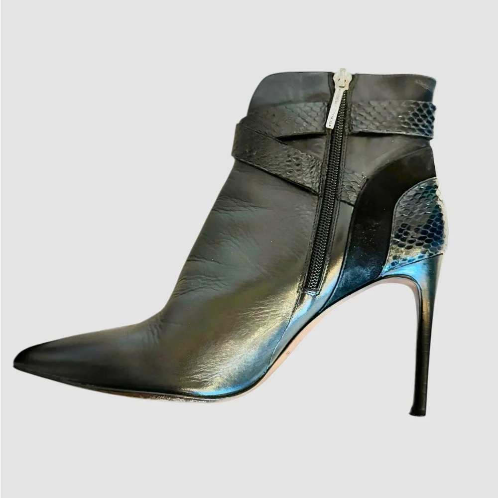 ✨ Donald J Pliner Polina Black Leather/Suede/Python Ankle Boots – Size 10 ✨ - Picture 7 of 16